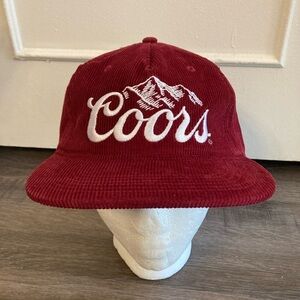 Coors Banquet Classic Logo Beer Red Burgundy Corduroy Snapback Cap Hat NEW